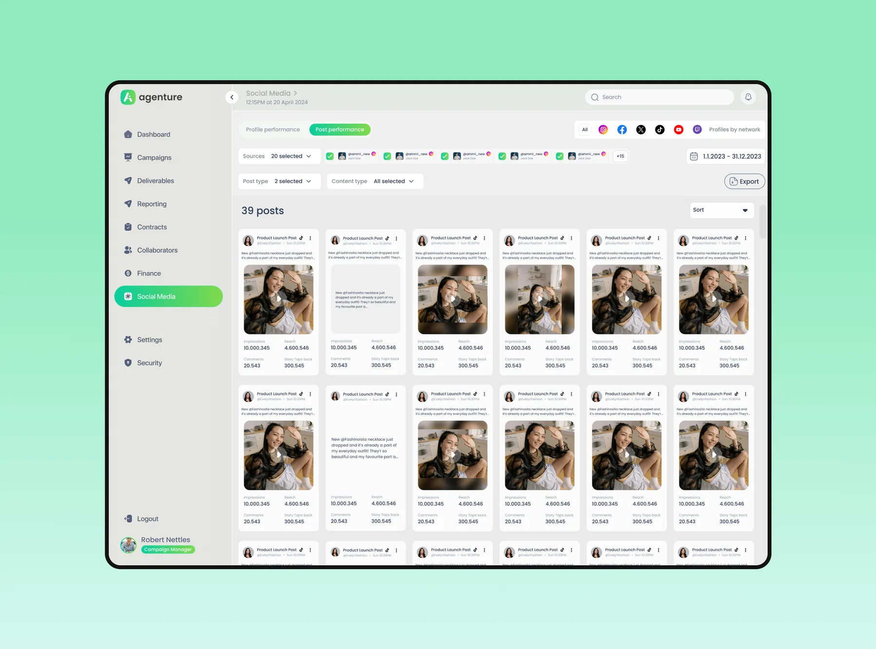 Agenture — social media analitika i performanse objava