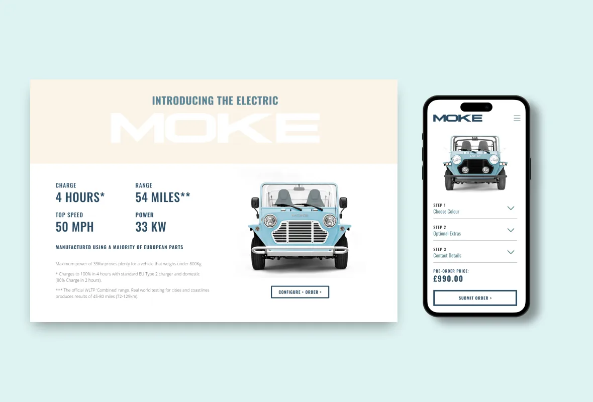 Product page i mobilni configure & order flow
