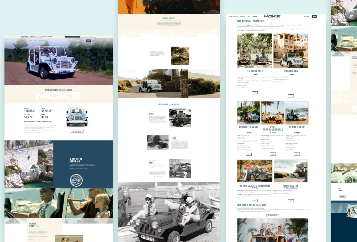 Homepage, Our Story i Official Partners stranice
