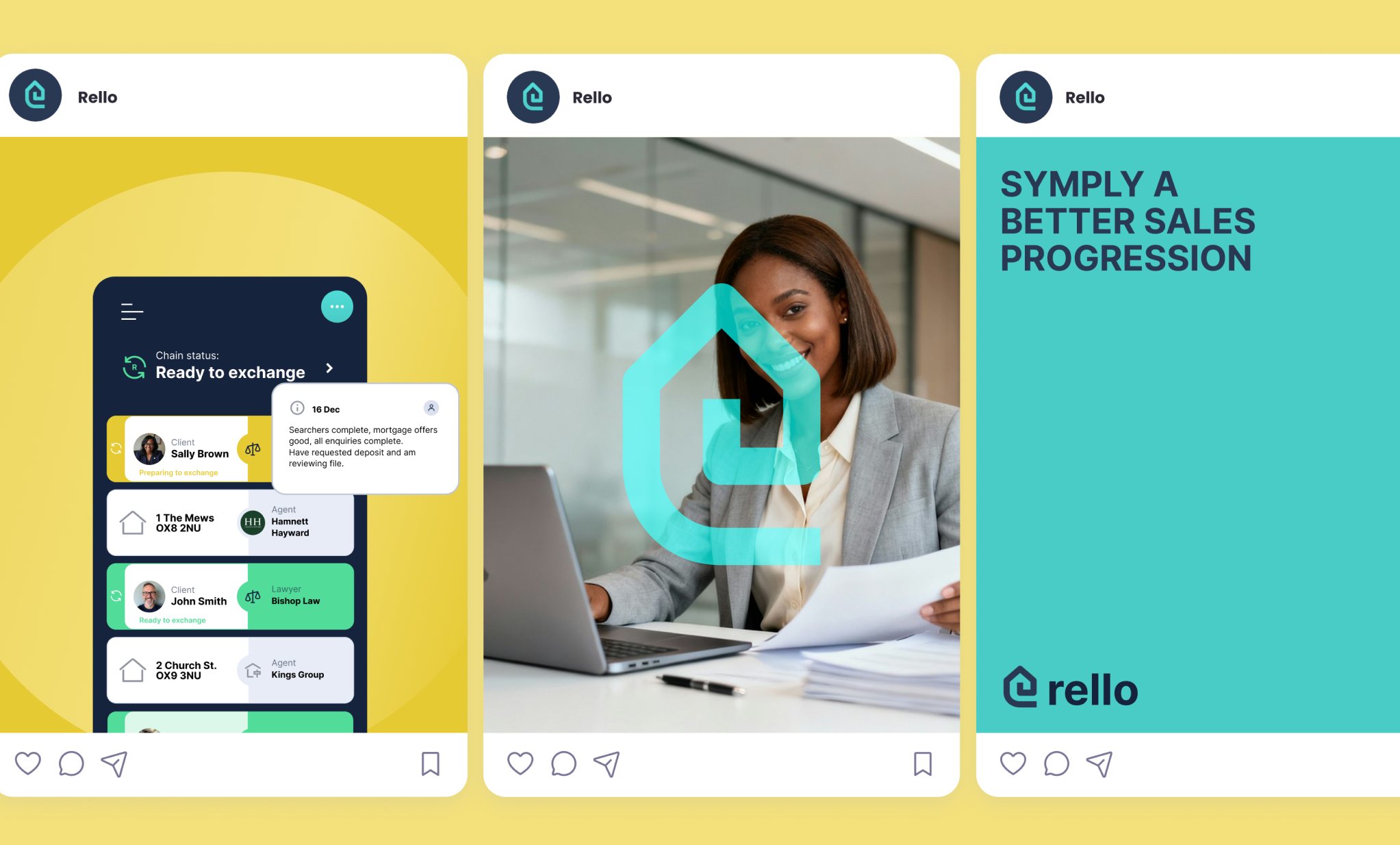 Društvene mreže — Rello objave sa app ekranom, fotografijom i porukom brenda