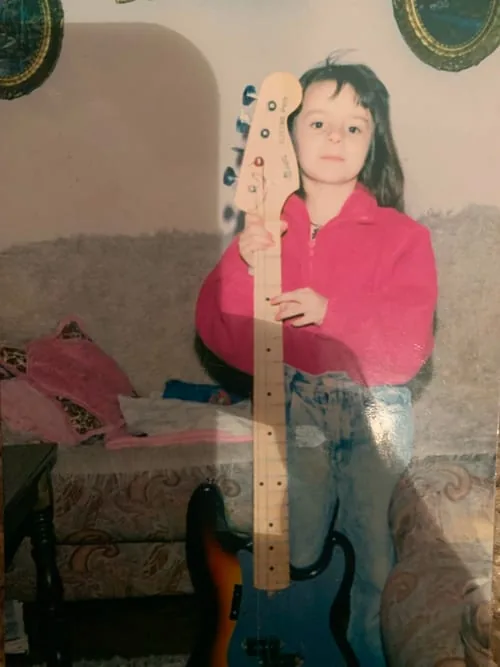 Playing guitar