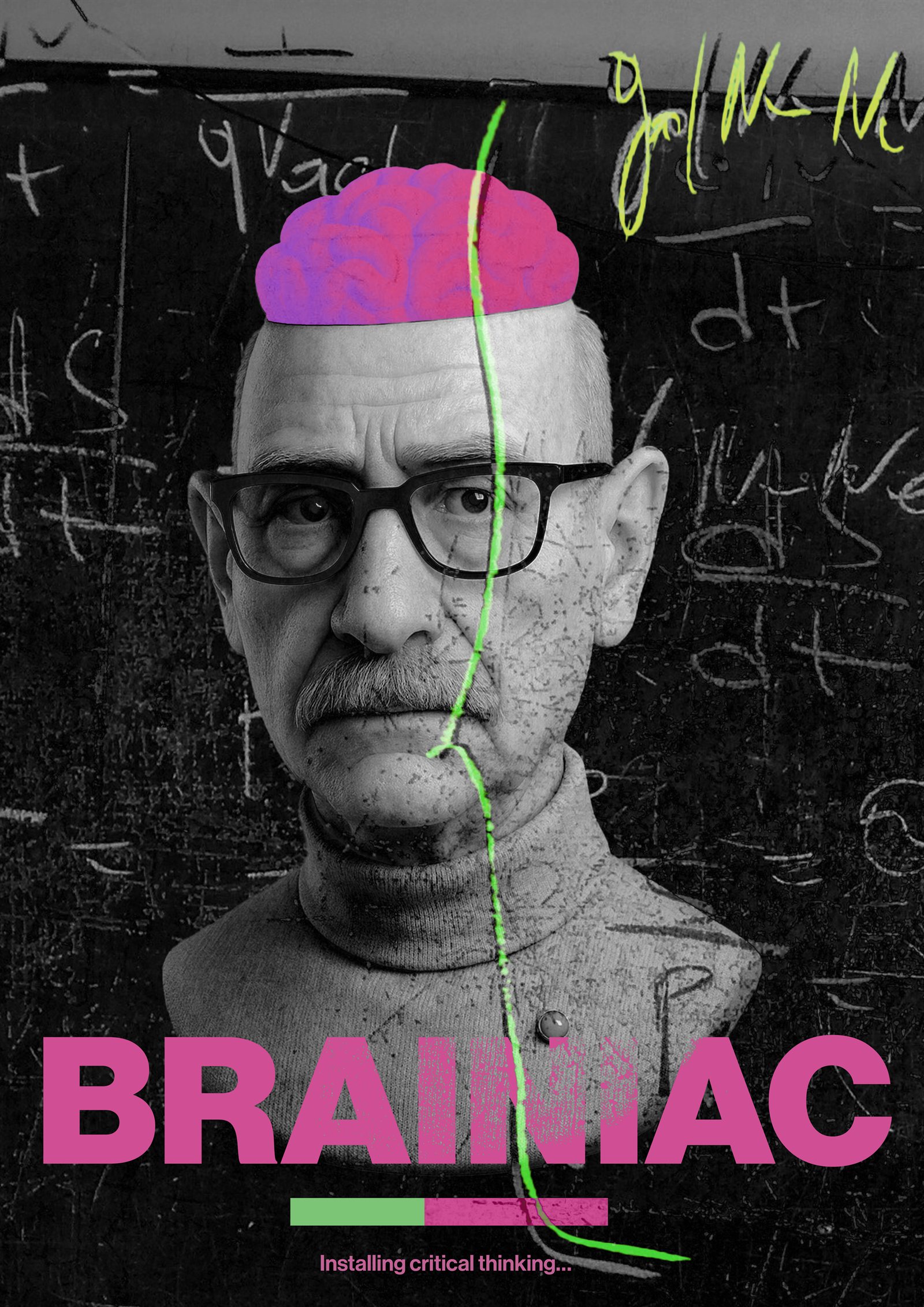 Brainiac — poster, kolaž sa mozgom i tablom