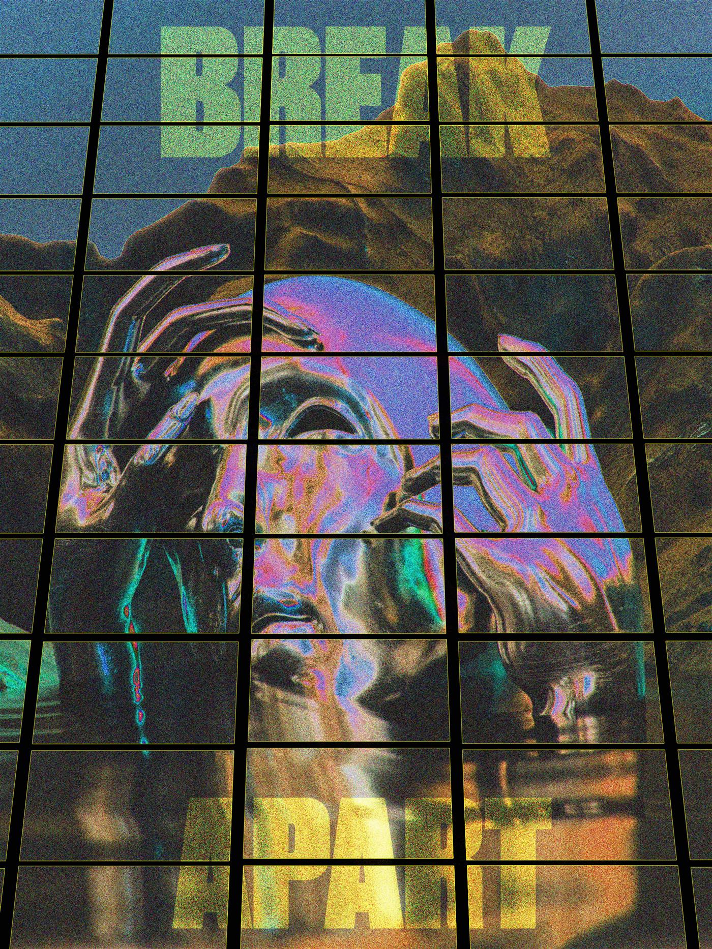 Break Apart — poster, hromirana figura iza mreže